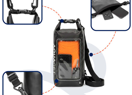Drybag | Waterdichte Tas | 2 Liter | Zwart//Oranje