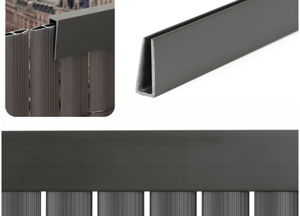 Afdekprofiel - U Vorm - Kunststof - 100 Cm - PVC - Afdekking - Terras - Schutting - Donkergrijs