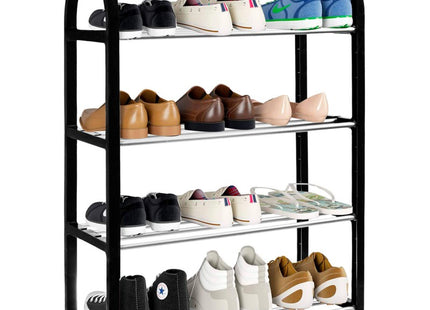 Springos Schoenenrek | 16 - 20 Paar Schoenen | 4 Laags | Kunststof/Metaal | Zwart