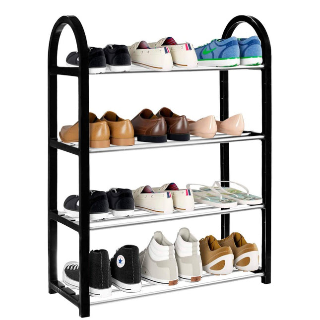 Springos Schoenenrek | 16 - 20 Paar Schoenen | 4 Laags | Kunststof/Metaal | Zwart