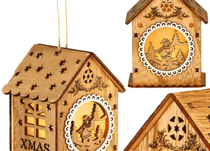 Kersthanger | Kerstversiering | Kerstboomhanger | Lichtgevend | Huis | Sneeuwpop | 9 cm