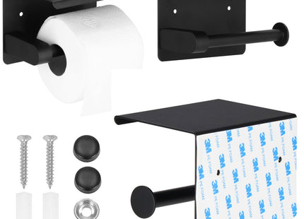 WC Rolhouder | Toiletrolhouder Met Plank | Staal | 14x10x10 cm | Zwart