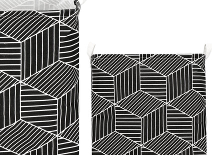 Opbergmand -  Speelgoedmand - Kledingmand - Organizer - Handvatten - Zwart - Wit