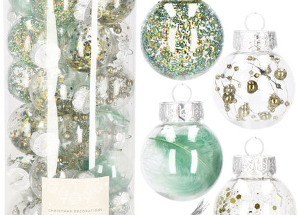 Kerstballen | Transparant | 24 Stuks | 5 cm | Groen