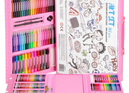 Tekendoos | Tekenkoffer Kinderen | 208 Delig | 40 x 35.5 x 5.5 cm | Roze