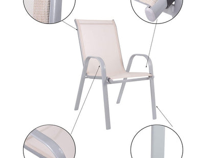 Tuinstoel | Tuinstoelen | Tuinstoel Buiten | Staal & Textileen | 130 kg | Crème