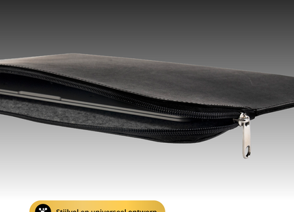 Baltan Leren Laptophoes - Met Rits - Tot 14 inch - Zwart