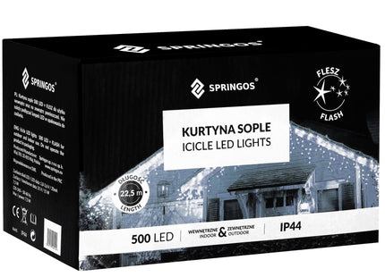IJspegel Verlichting | 20 m + 2.5 m Snoer | 500 LED | Koel Wit | Koppelbaar | Flits