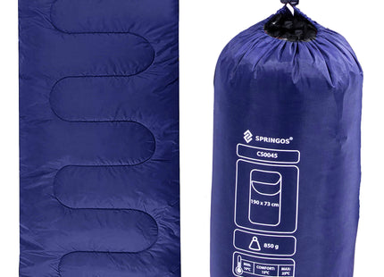 Slaapzak Kamperen - 190 x 73 cm - Dekenmodel - Inc. Draagtas - 8 t/m 20°C - Marineblauw