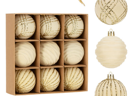 Kerstballen | 9 Stuks | 7 cm | Goud | Velours
