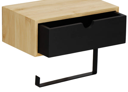 WC Rolhouder | Toiletrolhouder Met Plank | Opbergvak | Staal | Beige | Zwart