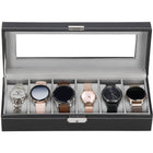 Horlogedoos - Horlogebox - Horlogeopberger - Suède - Zwart - Grijs - 6 Horloges