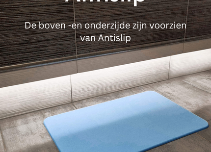 Badmat | Douchemat | Diatomiet | 60 x 40 x 0,9 cm | Blauw