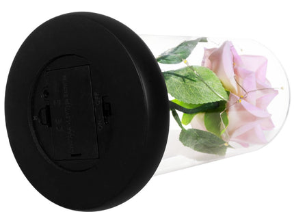 Roos | Valentijn | Rozen | LED | 22 cm | Roze/Groen/Zwart | Warm wit