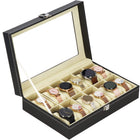 Horlogedoos - Horlogebox - Horlogeopberger - Suède - Zwart - Grijs - 12 Horloges - 30 x 20 x 8 cm