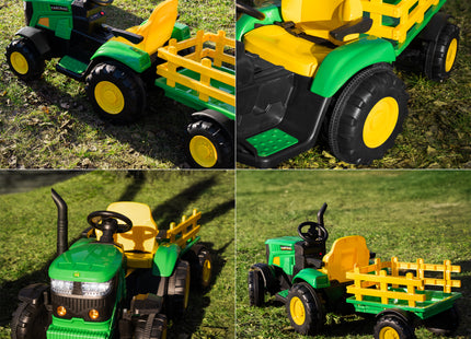 Elektrische Tractor - Elektrische Trekker - 12 V Accu -  Aanhanger - Trailer -  Aangedreven - Afstandsbediening - Kunststof - Metaal - Zwart - Groen