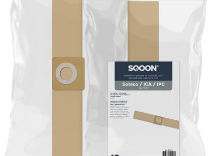 SQOON® Industriële Stofzuigerzakken - Geschikt voor Soteco Micro - Vervangt Model 07940 - 10 Stuks - Papier - Voor Professioneel Gebruik in Bouw en Industrie