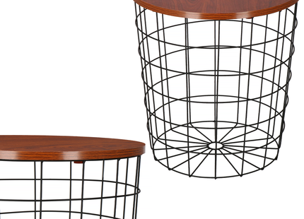 Salontafel | Salontafel Rond | Bijzettafel | 1 Stuk | 45 cm | Zwart/Donker Hout