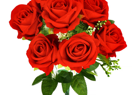 Kunstboeket - Sierboeket - Decoratief - Rozen - Decoratief - Rood - 7 Stuks - 37 cm