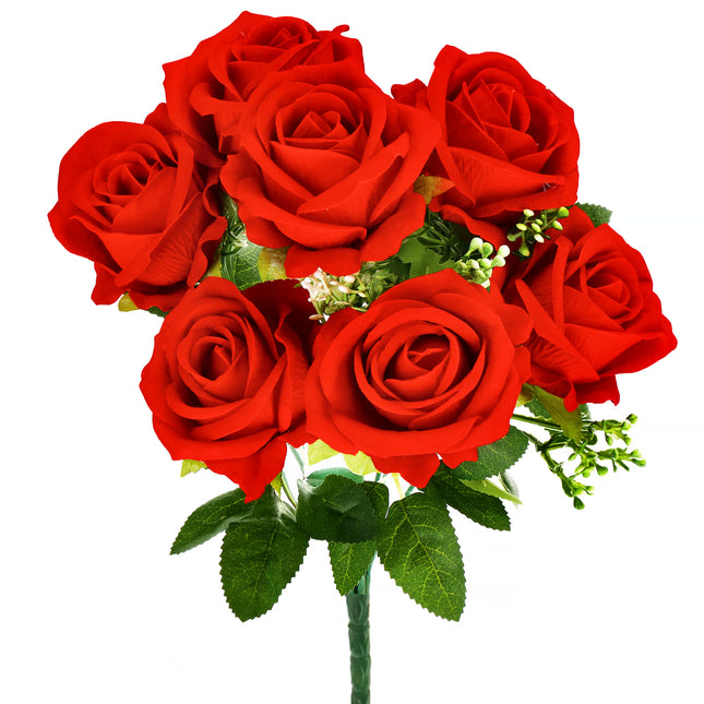 Kunstboeket - Sierboeket - Decoratief - Rozen - Decoratief - Rood - 7 Stuks - 37 cm