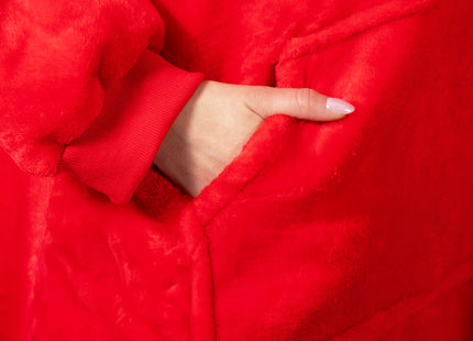 Oversized Fleece Deken/Trui - Oversized Deken - Oversized Trui - Hoodie - Capuchon - Rood
