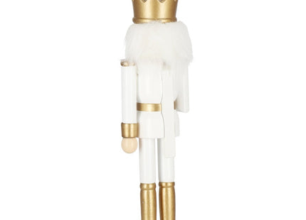 Notenkraker Kerst | Houten Soldaat | Kerstversiering | Goud/Wit | 30,5 cm