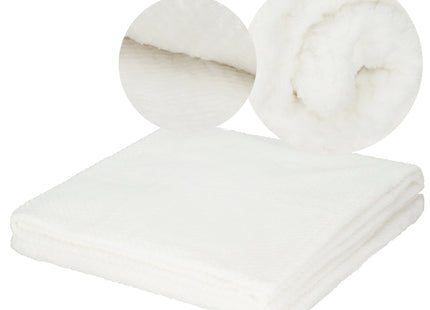 Plaid | Sprei | Deken | 220 x 200 cm | Pluche | Wit