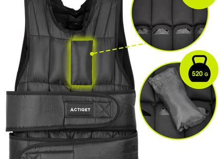 Gewichtsvest - Verzwaard Vest - Trainingsvest - Crossfittvest - Hardlopen / Cardio - Verstelbaar - 20 Kg - Zwart