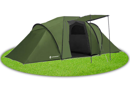 Tunneltent |Kampeertent | Tent | Waterdicht | 4 Persoons | 2 Slaapkamers | Groen | 460 x 200 x 245 cm