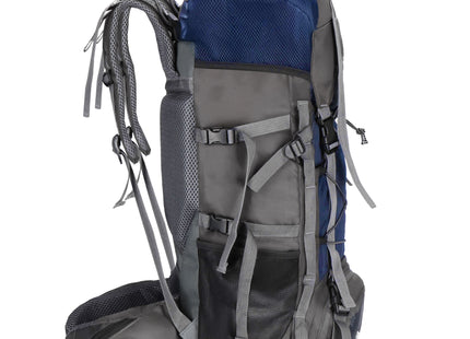 Backpack - Rugzak - Multifunctioneel - Kamperen - Reizen - Regenhoes - 90 Liter - Grijs/Blauw