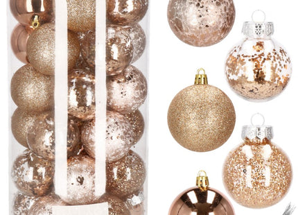 Kerstballen | 30 Stuks | 6 cm | Rosé/Goud