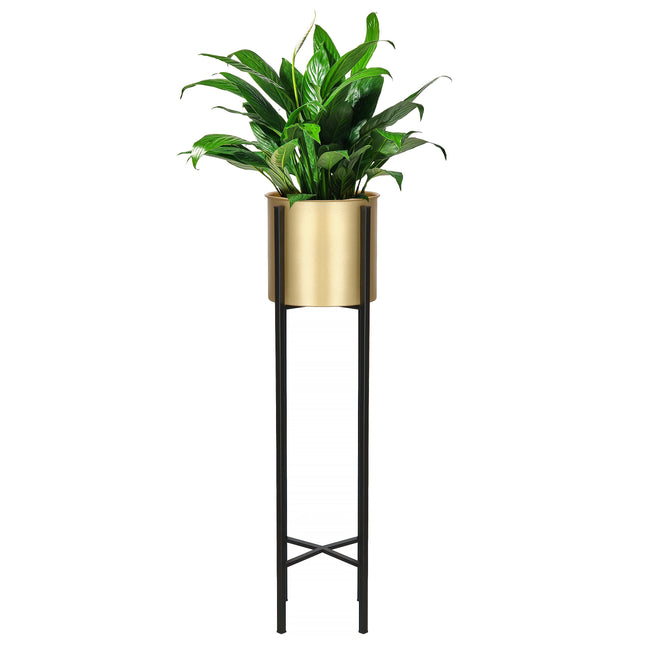 Staande Plantenbak | Plantenbakken | Metaal Zwart/Goud | 82 cm