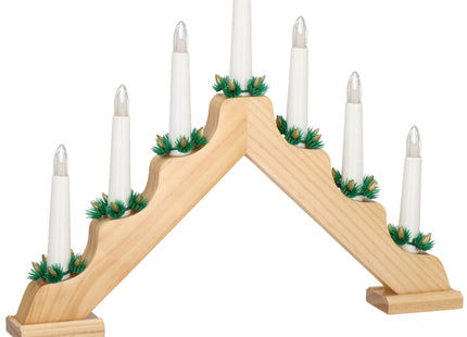 LED Kaarsenbrug | Batterijen | Hout | Warm Wit