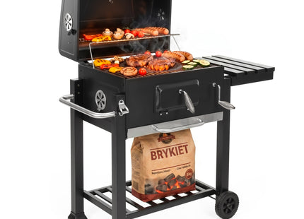 Houtskool barbecue - Op Wielen - BBQ - Asopvangbak - Thermometer - Kunststof - RVS - Zwart