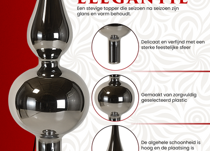 Kerstboom Piek | Glas |  24,5 cm | Glanzend | Zilver