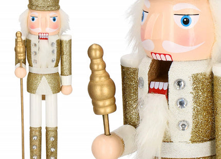 Notenkraker Kerst | 38 cm | Goud/Wit/Glitter