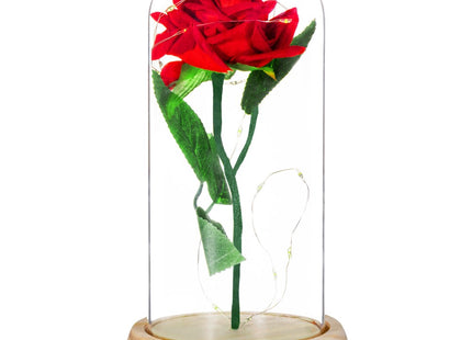 Roos | Valentijn | Rozen | LED | 22 cm | Rood/Groen/Naturel | Warm wit