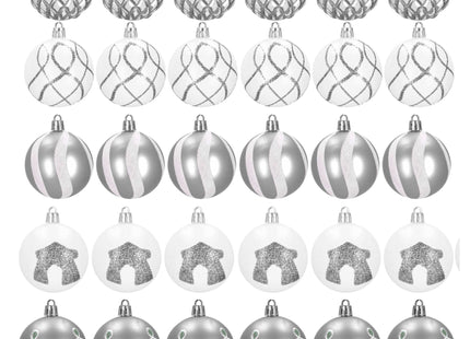 Kerstballen | 30 Stuks | 6 cm | Zilver/ Wit
