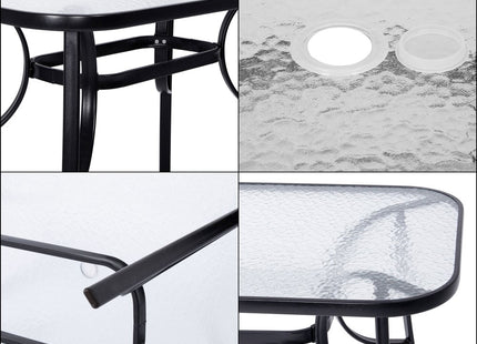 Tuintafel | 120 x 70 x 73 cm | Buitentafel | Eettafel Buiten | Metaal | Gehard Glas | Zwart