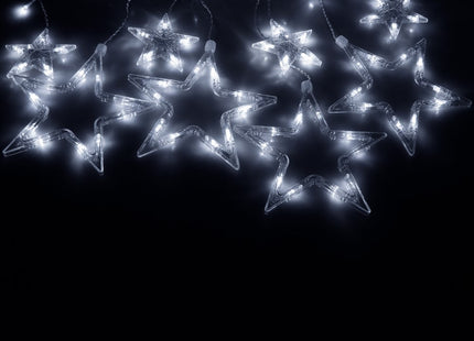 IJspegel Verlichting Buiten | Lichtgordijn | Sterren | Kerstverlichting Buiten | 2 m | 92 LED | Koel Wit