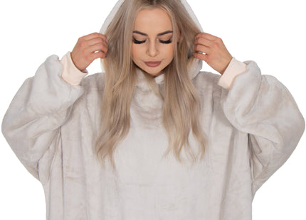 Oversized Fleece Deken/Trui - Oversized Deken - Oversized Trui - Hoodie - Capuchon - Lichtgrijs