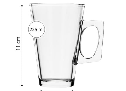 Koffie- en theeglazen Set van 6 - Latte en ijsdesserts -  Handvat - 225 ML