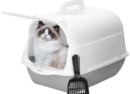 Kattenbak | Spatel | Dak | 49 x 36 x 35 cm | Grijs/Wit