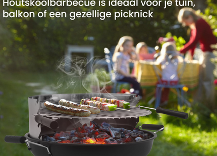 Houtskool barbecue - Zuil barbecue - BBQ - Asopvangbak - Schuifregelaar - RVS -- Zilver