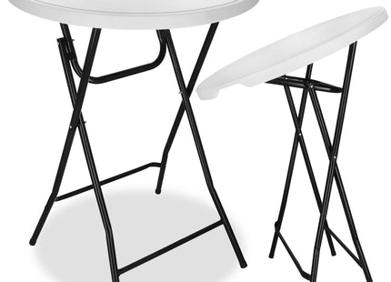 Statafel - Opklapbaar - Horeca Kwaliteit - Inklapbaar - Met vergrendeling - Extra Stevig - Wit/Zwart - Ø 80x110cm