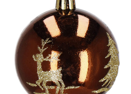 Kerstballen | 30 Stuks | 6 cm | Bruin/Groen/Rood/Goud