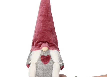 Kerstkabouter - Kerstdwerg - Kerstversiering - Grijs/Roze - 55 cm