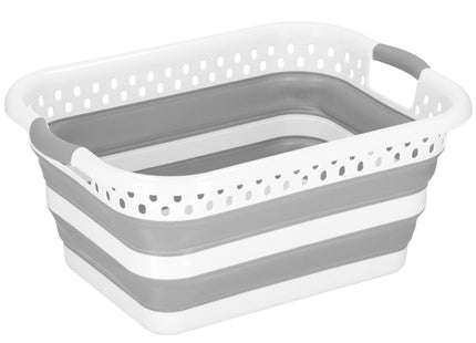 Wasmand | Opvouwbare Wasmand | Rechthoek | 24L | Grijs/Wit