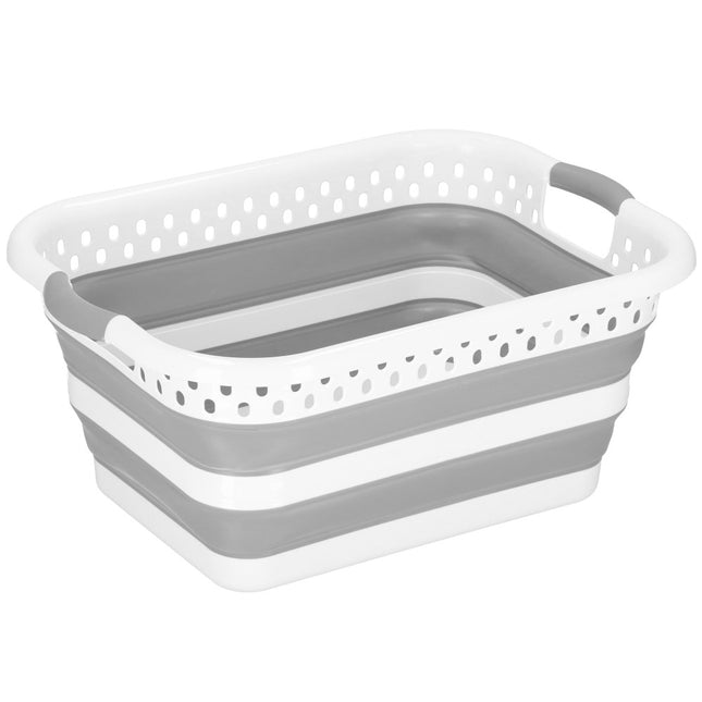 Wasmand | Opvouwbare Wasmand | Rechthoek | 24L | Grijs/Wit