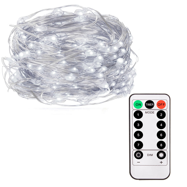 Kerstboomverlichting -  100 LED - Afstandbediening - Koud Wit